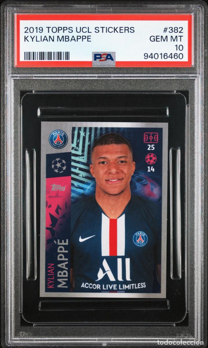 Cromos de f&uacute;tbol: Kylian Mbappe #382 Paris Saint Germain Topps UCL Stickers 2019 20 PSA 10