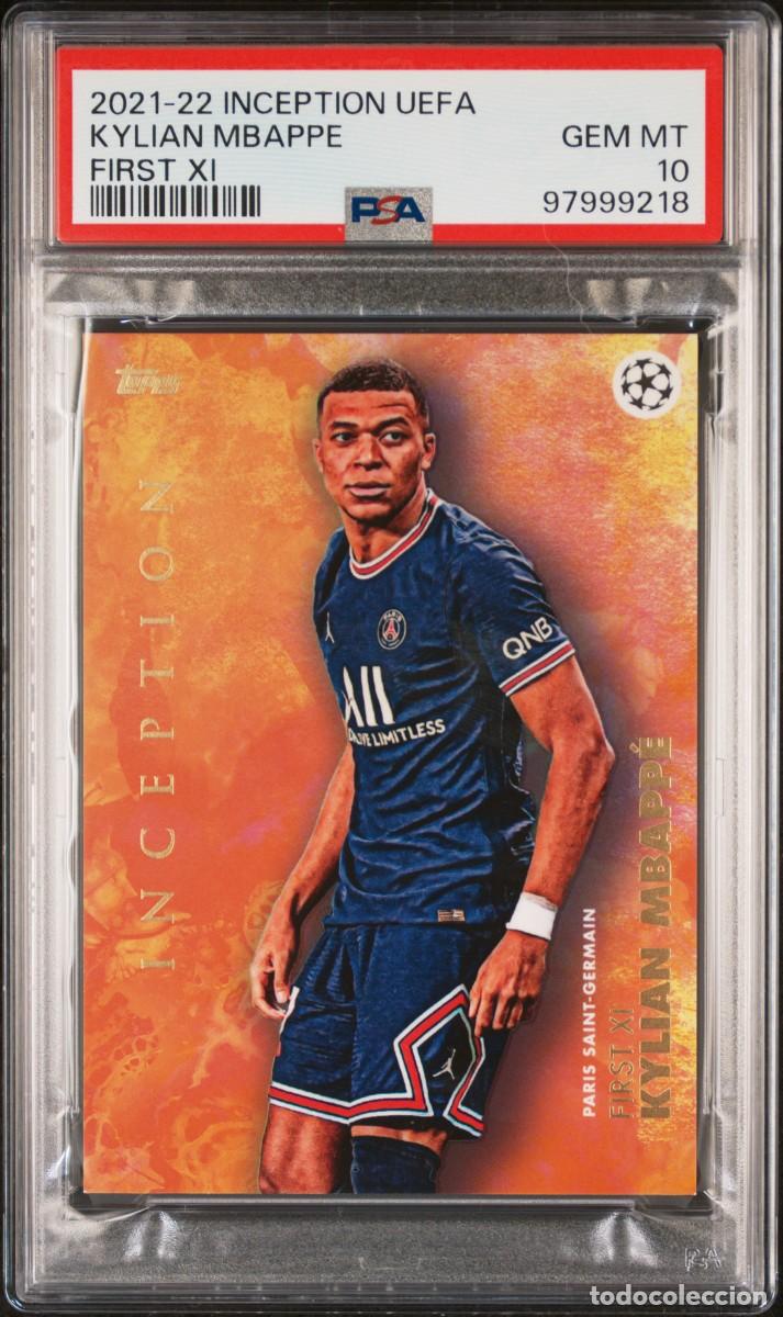 Cromos de f&uacute;tbol: Kylian Mbappe Paris Saint Germain Topps Inception First XI 2021 22 PSA 10