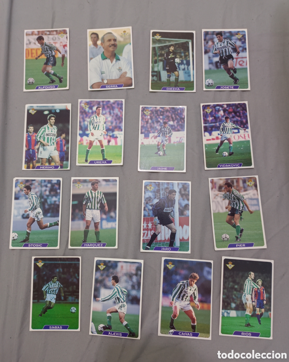 Cromos de f&uacute;tbol: 16 cromos futbol Betis mundi cromo sport liga a&ntilde;o 95 / 96