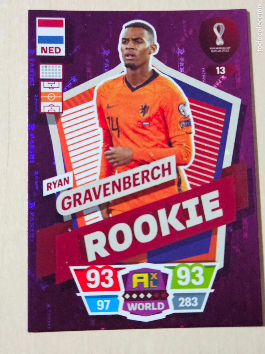 Cromos de f&uacute;tbol: N&ordm; 13 GRAVENBERCH - ROOKIE - ADRENALYN XL MUNDIAL WORLD CUP QATAR 2022