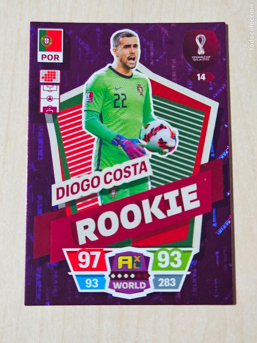 Cromos de f&uacute;tbol: N&ordm; 14 DIOGO COSTA - ROOKIE - ADRENALYN XL MUNDIAL WORLD CUP QATAR 2022