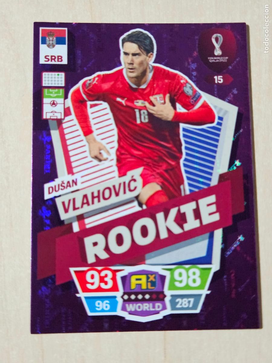 Cromos de f&uacute;tbol: N&ordm; 15 VLAHOVIC - ROOKIE - ADRENALYN XL MUNDIAL WORLD CUP QATAR 2022