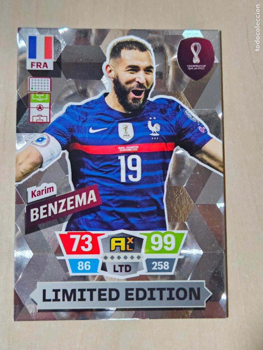 Cartes &agrave; collectionner de Football: KARIM BENZEMA (LIMITED EDITION) - ADRENALYN XL MUNDIAL QATAR 2022