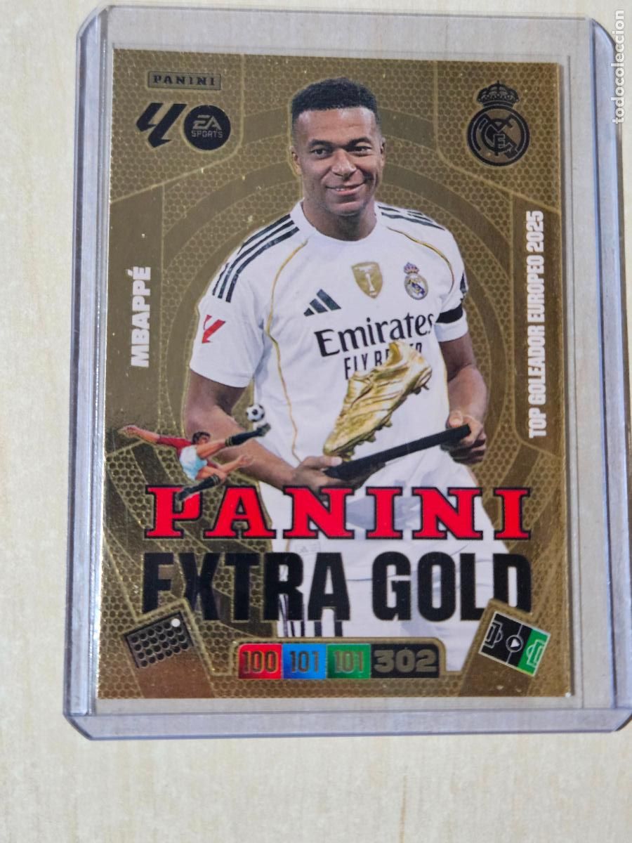 Cromos de f&uacute;tbol: FICHA PANINI EXTRA GOLD MBAPPE - ADRENALYN 25 26 - PANINI 2025 - 26 - CROMO - TOP GOLEADOR EUROPEO 2