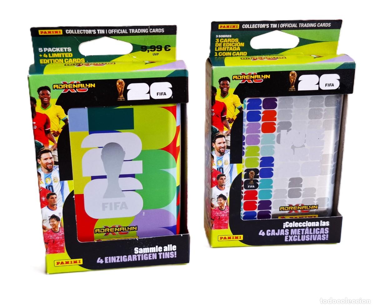 Football Stickers: ADRENALYN XL 2026 DOS CAJAS METALICAS DE TARJETAS NUEVAS, SELLADAS Y COMPLETAS SIN ABRIR