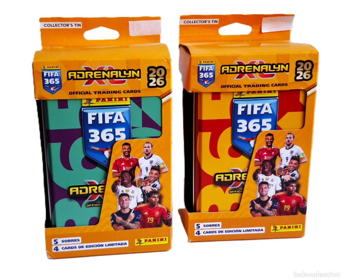 Figurine di Calcio: ADRENALYN XL 2026 DOS CAJAS METALICAS DE TARJETAS NUEVAS, SELLADAS Y COMPLETAS SIN ABRIR