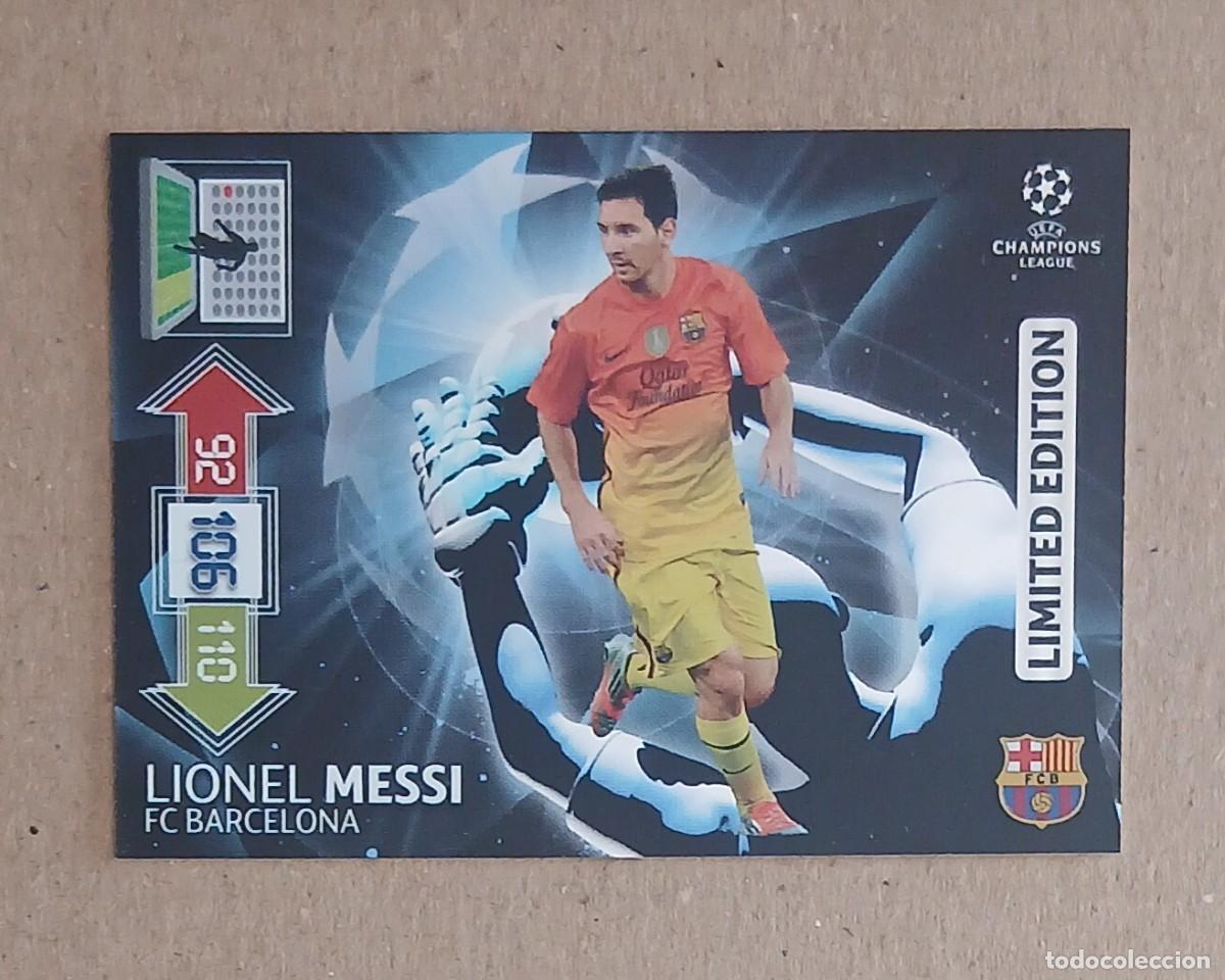 Cromos de f&uacute;tbol: CROMO DE MESSI BARCELONA LIMITED EDITION ADRENALYN XL CHAMPIONS LEAGUE 2012-2013. Nuevo.
