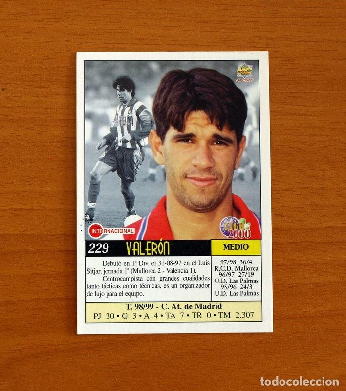 Cromos de f&uacute;tbol: Atl&eacute;tico de Madrid -N&ordm; 229, Valer&oacute;n -Las Fichas de la Liga Mundicromo 1999-2000, 99-00 -Mundi Cromo