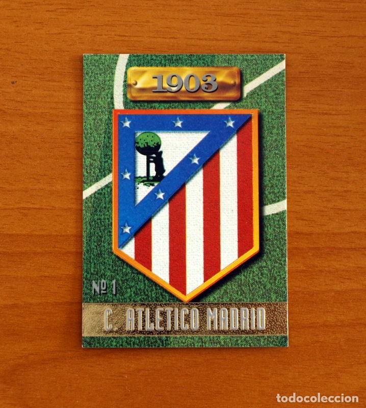 Cromos de f&uacute;tbol: Atl&eacute;tico de Madrid - N&ordm; 1 Escudo - Mundicromo Las Fichas de la Liga de F&uacute;tbol 1996-1997-96-97