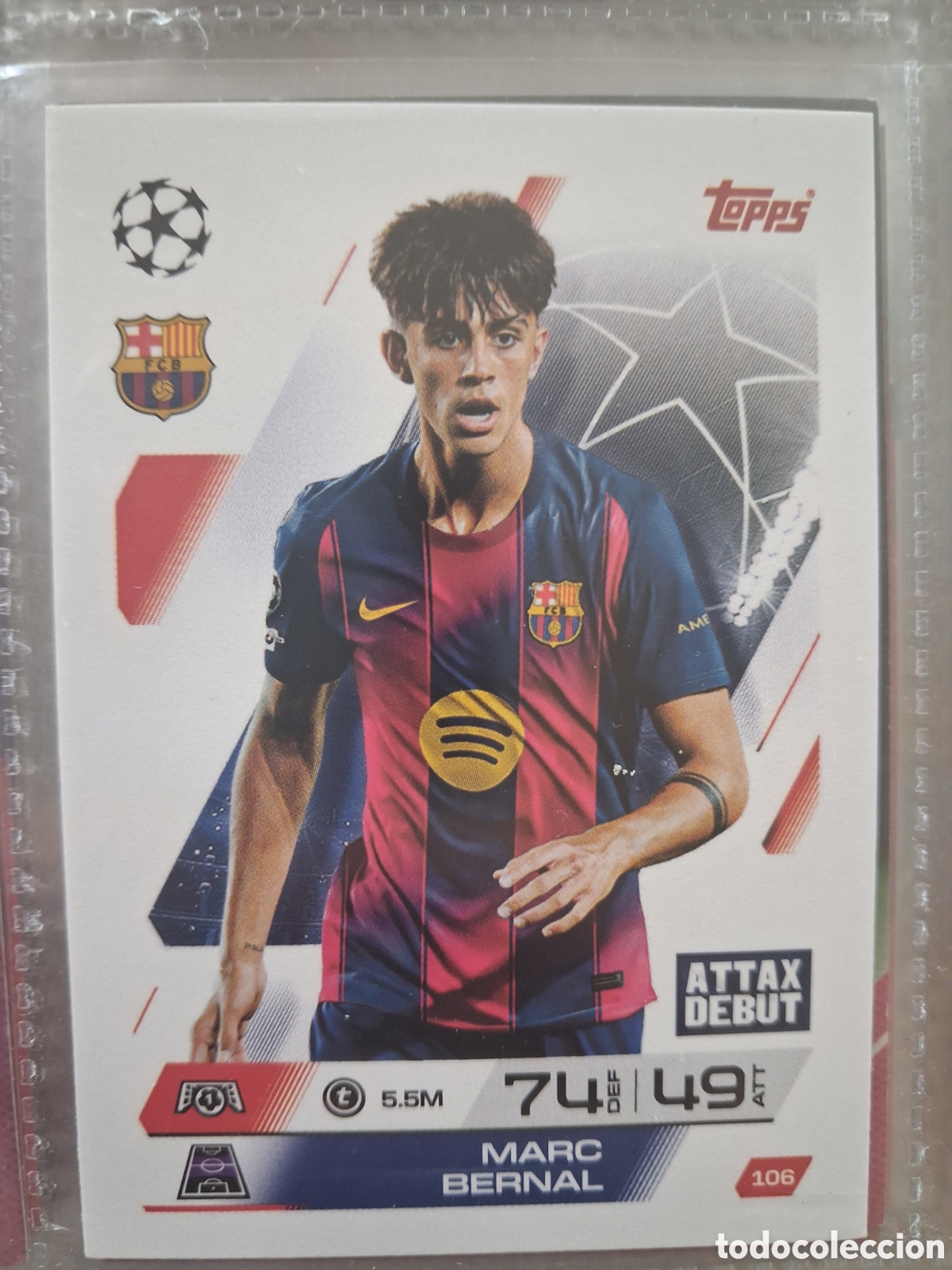 Cromos de Futebol: 106 MARC BERNAL BARCELONA BAR&Ccedil;A DEBUT UCL ATTAX TOPPS 2025 2026 25 26