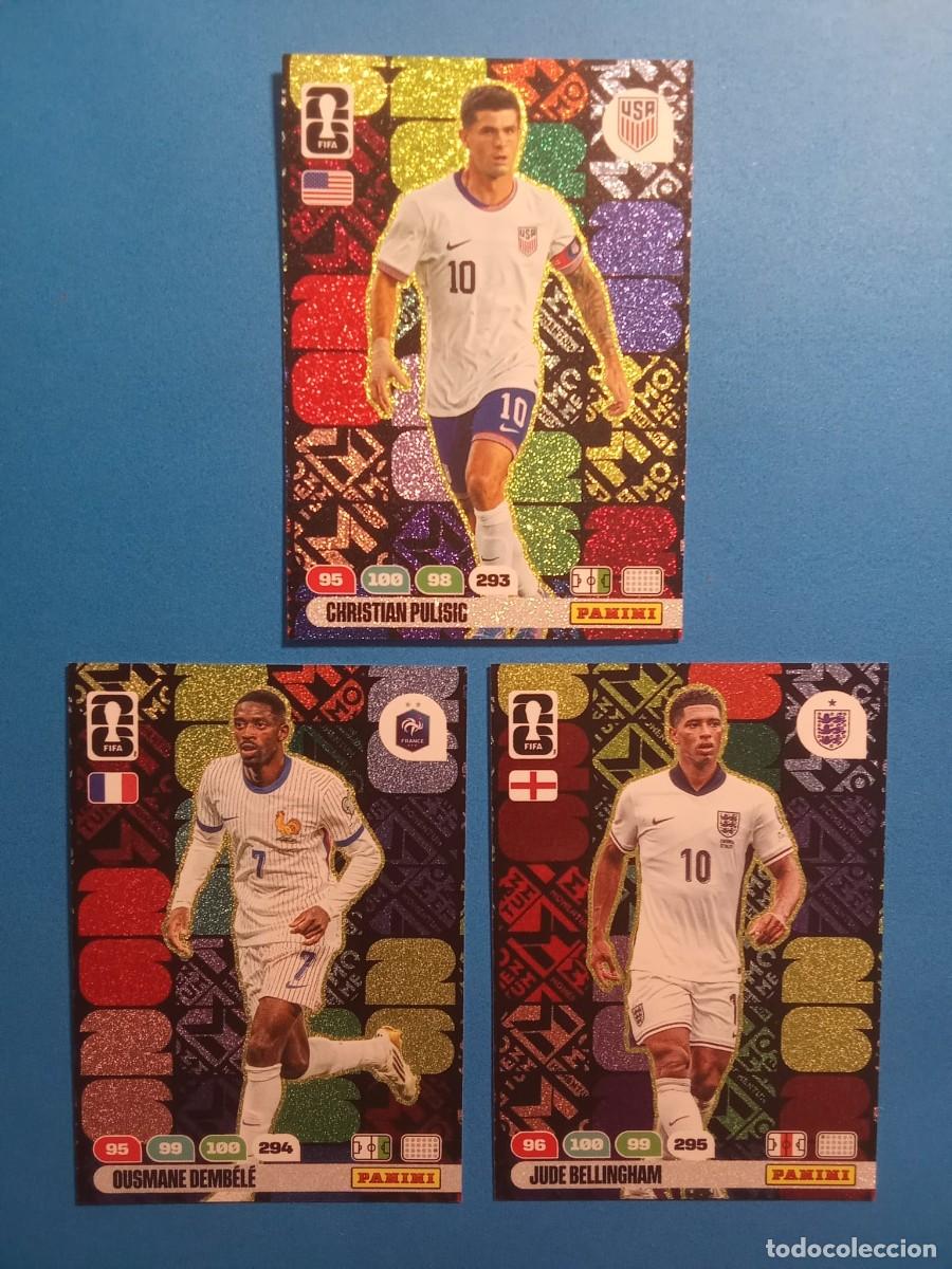Cromos de f&uacute;tbol: LOTE MOMENTUM FIFA WORLD CUP 26 MUNDIAL 2026 BELLINGHAM PULISIC Y DEMBELE