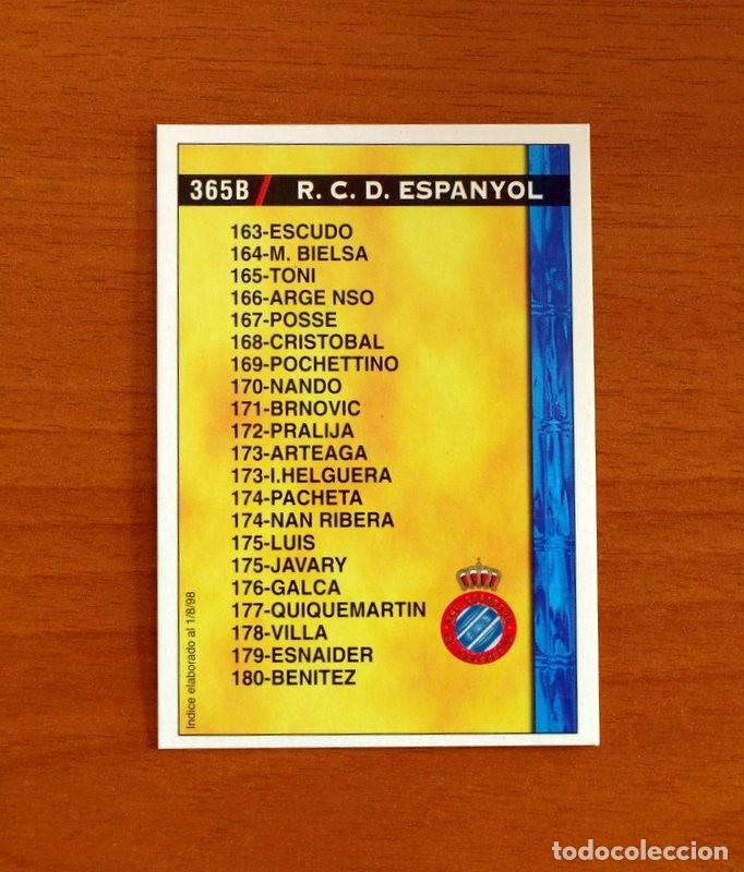 Cartes &agrave; collectionner de Football: &Iacute;ndice-365 A-B Valencia-Espanyol-Espa&ntilde;ol-Error-Mundicromo Las Fichas de la Liga 1998-1999-98-99