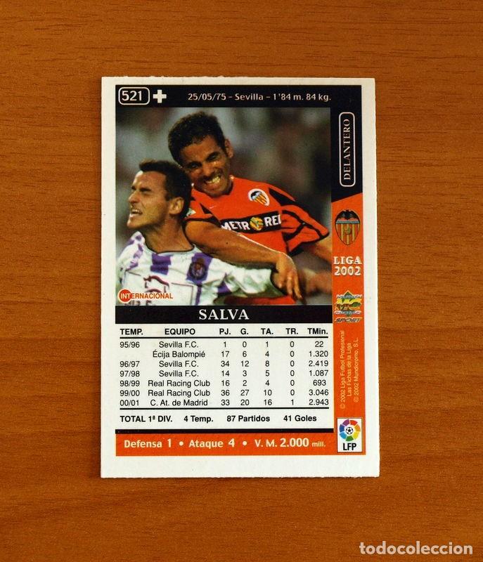 Football Stickers: Valencia - N&ordm; 521 Salva + - Mundicromo Las Fichas de la Liga 2001-2002, 01-02