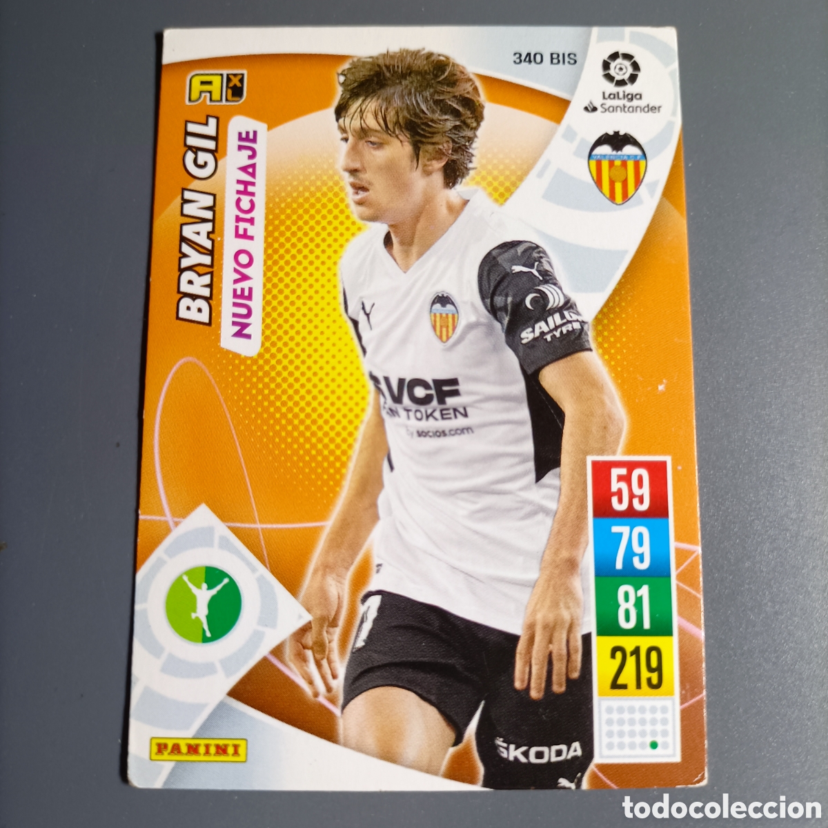 Football Stickers: ADRENALYN. LIGA 2021-2022 (VALENCIA) №340 BIS. BRYAN GIL /NUEVO FICHAJE