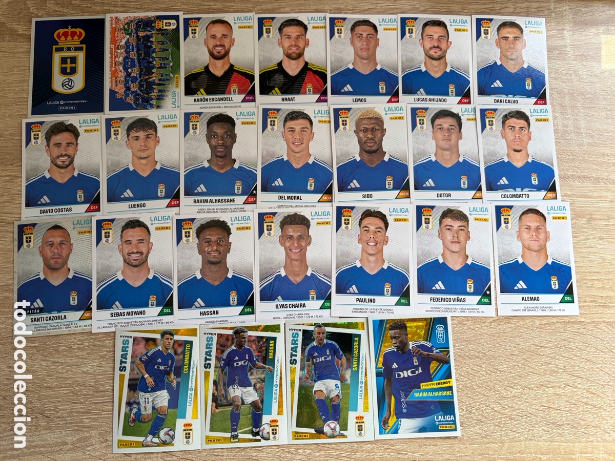 Football Stickers: REAL OVIEDO SET COMPLETO LIGA HYPERMOTION SEGUNDA DIVISI&Oacute;N 2024 2025 24 25 PANINI