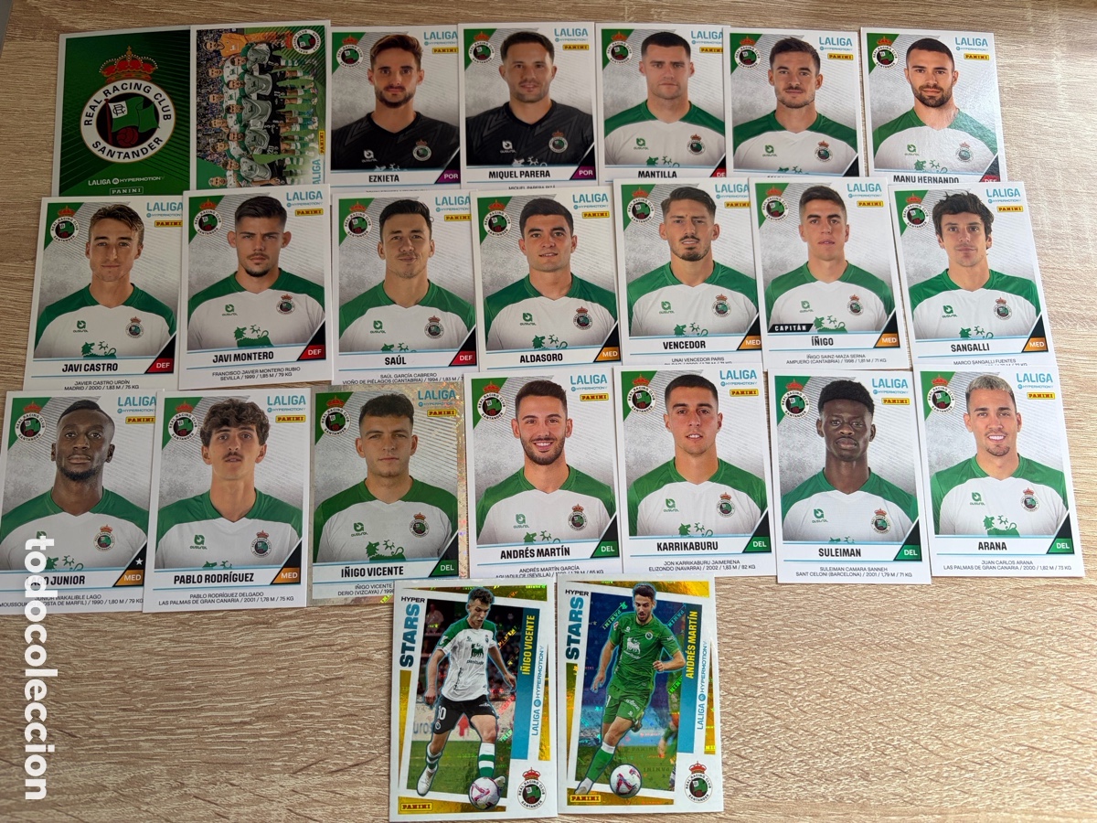 Cromos de f&uacute;tbol: RACING DE SANTANDER SET COMPLETO LIGA HYPERMOTION SEGUNDA DIVISI&Oacute;N 2024 2025 24 25 PANINI