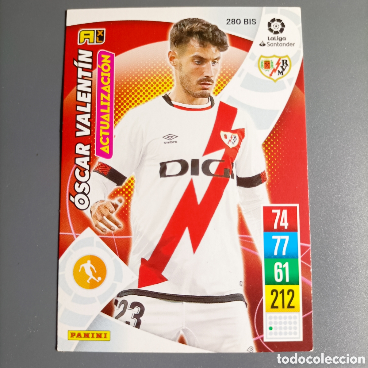 Cromos de f&uacute;tbol: ADRENALYN. LIGA 2021-2022 (RAYO) №280 BIS. OSCAR VALENT&Iacute;N / ACTUALIZACI&Oacute;N