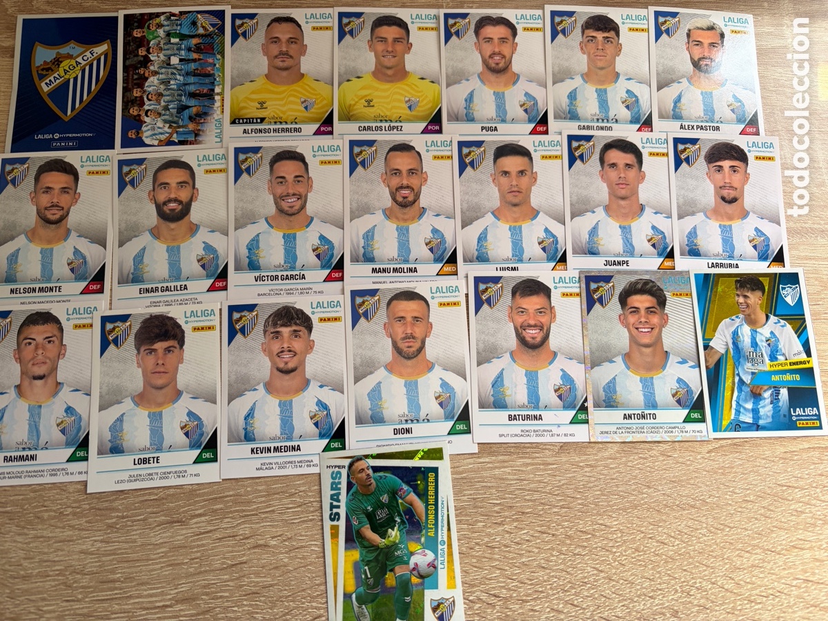 Cromos de f&uacute;tbol: M&Aacute;LAGA CF SET CASI COMPLETO LIGA HYPERMOTION SEGUNDA DIVISI&Oacute;N 2024 2025 24 25 PANINI