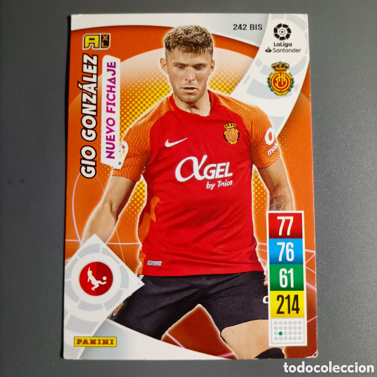 Cromos de f&uacute;tbol: ADRENALYN. LIGA 2021-2022 (MALLORCA) №242 BIS. GIO GONZ&Aacute;LEZ / NUEVO FICHAJE