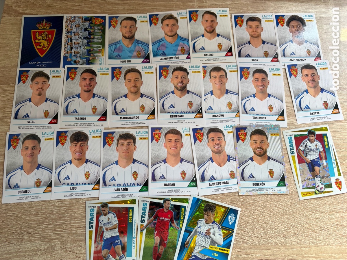 Cromos de f&uacute;tbol: REAL ZARAGOZA SET CASI COMPLETO LIGA HYPERMOTION SEGUNDA DIVISI&Oacute;N 2024 2025 24 25 PANINI