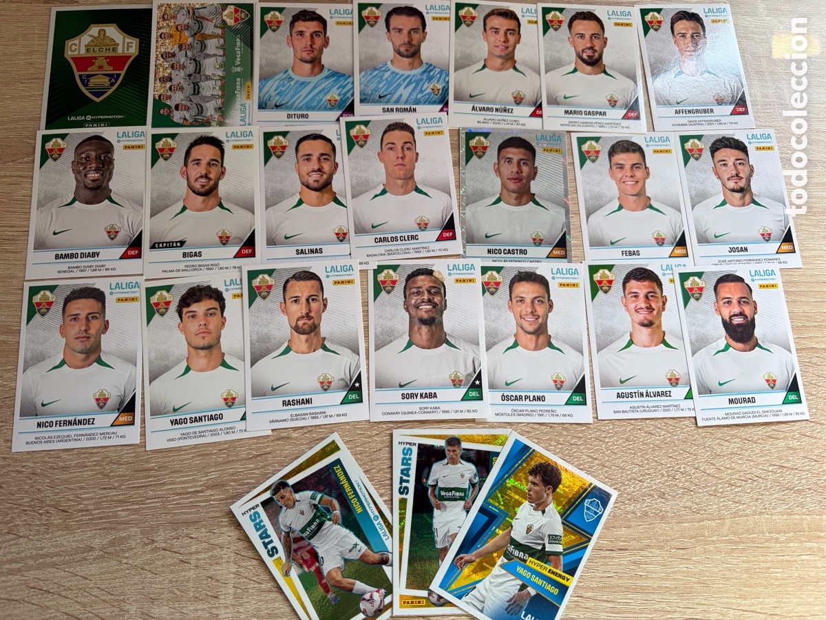Cromos de Futebol: ELCHE CF SET COMPLETO LIGA HYPERMOTION SEGUNDA DIVISI&Oacute;N 2024 2025 24 25 PANINI