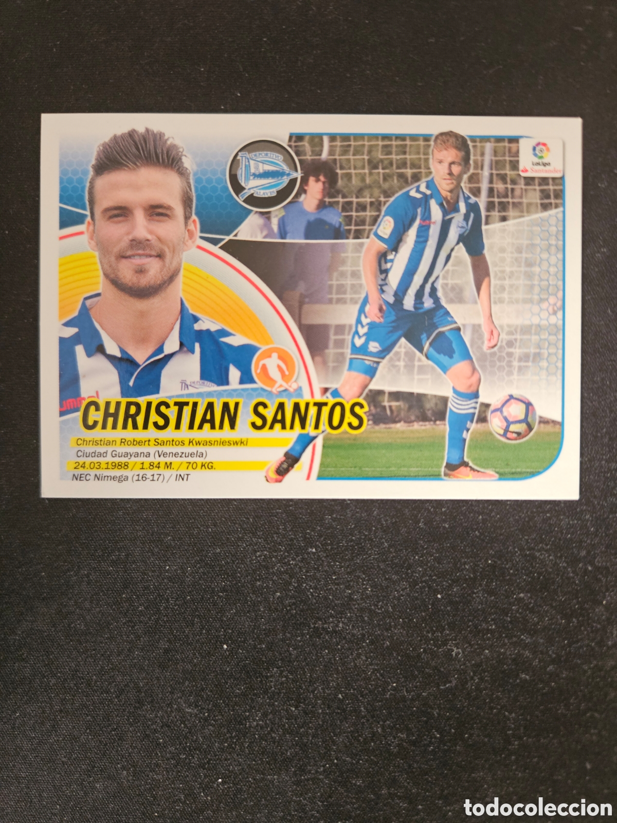Cromos de f&uacute;tbol: CHRISTIAN SANTOS N&ordm; 10 DEPORTIVO ALAV&Eacute;S &ndash; LIGA ESTE 2016-17 PANINI &ndash; LALIGA SANTANDER NUEVOS II
