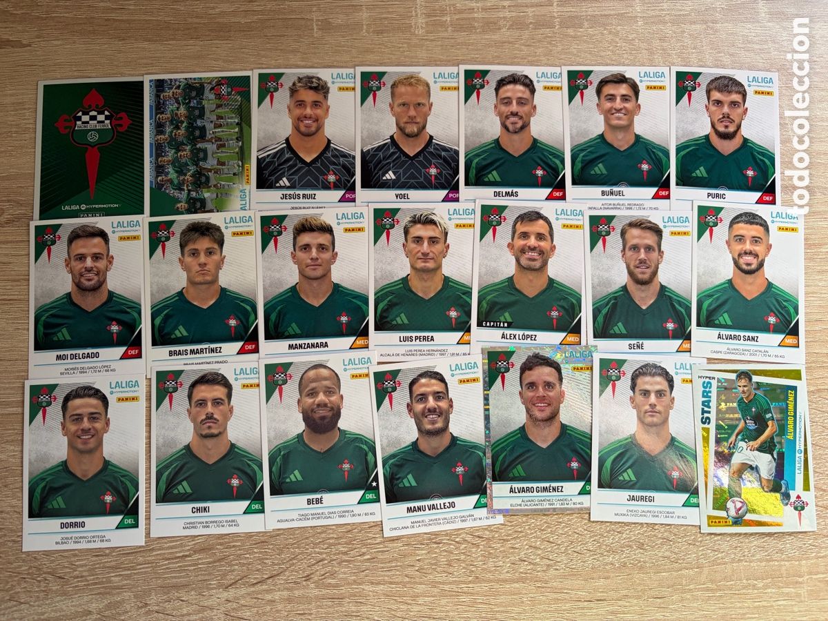 Fu&szlig;ball-Sticker: RACING DE FERROL SET CASI COMPLETO LIGA HYPERMOTION SEGUNDA DIVISI&Oacute;N 2024 2025 24 25 PANINI