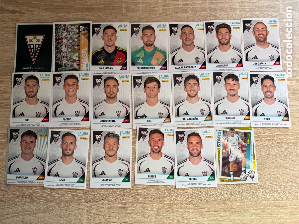 Fu&szlig;ball-Sticker: ALBACETE SET CASI COMPLETO LIGA HYPERMOTION SEGUNDA DIVISI&Oacute;N 2024 2025 24 25 PANINI