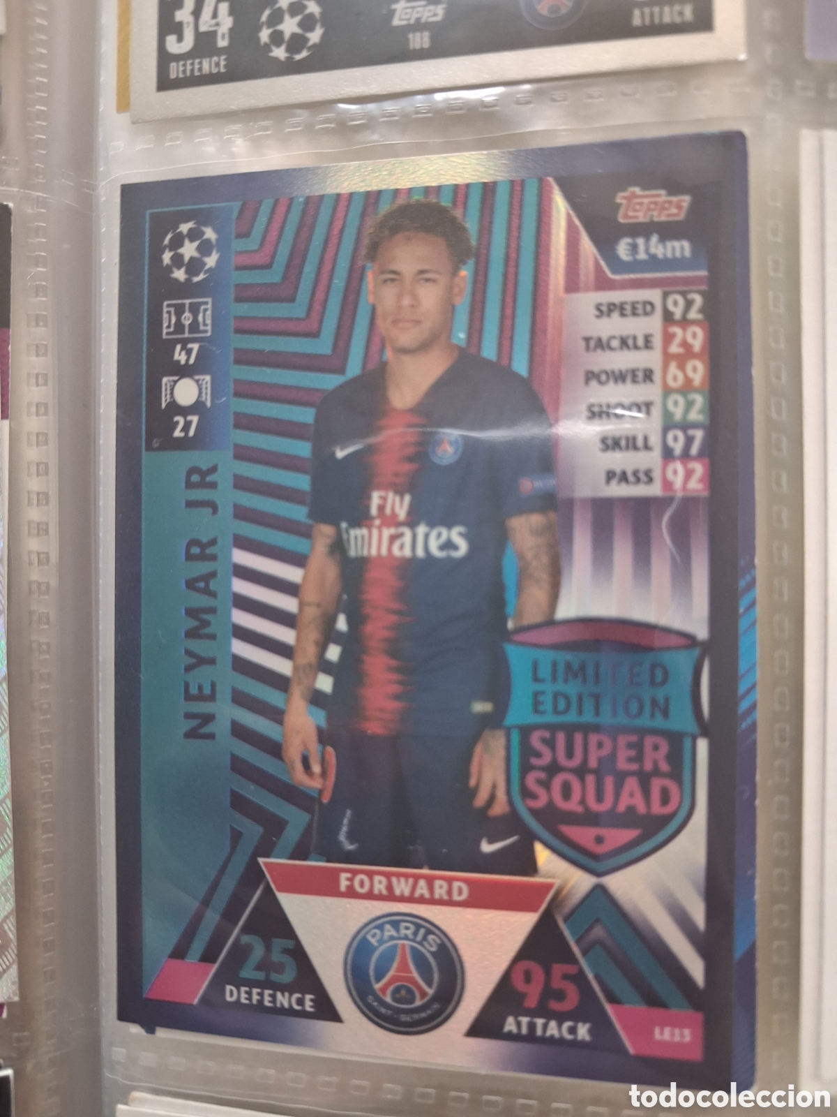 Cromos de f&uacute;tbol: Cromo TOPPS MATCH ATTAX UEFA CHAMPIONS LEAGUE 2018 2019 18/19 -PSG -SUPER SQUAD LIMITED- NEYMAR LE13