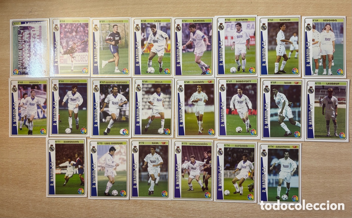 Cromos de f&uacute;tbol: 22 cromos Real Madrid Mundicromo 94-95 Equipo completo con Raul rookie