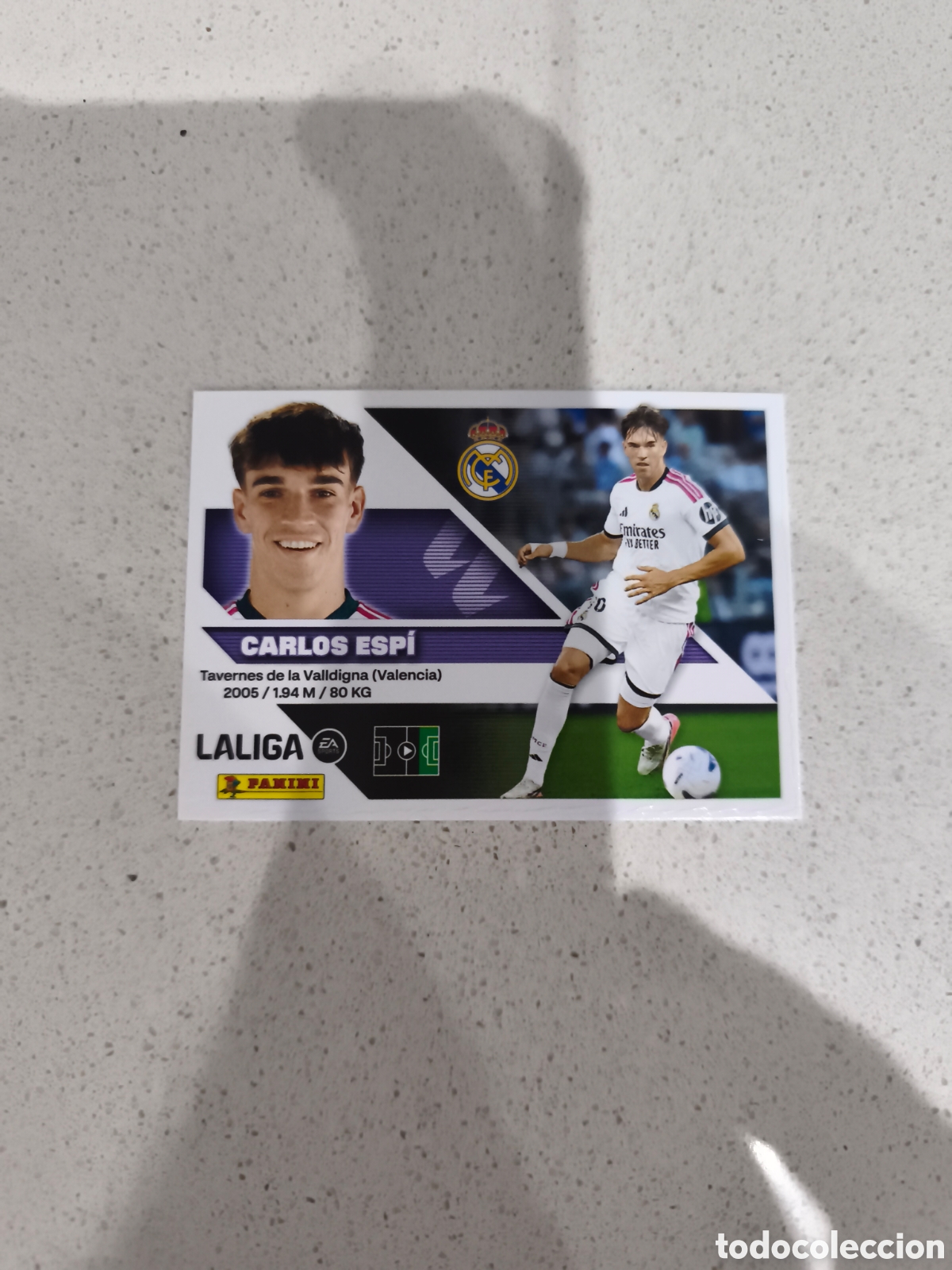 Cromos de f&uacute;tbol: CROMO ROOKIE N&Uacute;MERO 17 BIS COLOCA CARLOS ESP&Iacute; REAL MADRID. LIGA ESTE 26/27. PANINI. SEGUNDA EDICI&Oacute;N.