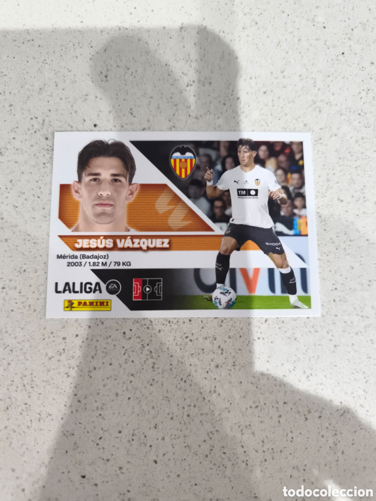Cromos de f&uacute;tbol: CROMO N&Uacute;MERO 10 JES&Uacute;S V&Aacute;ZQUEZ VALENCIA. LIGA ESTE 26/27. PANINI.