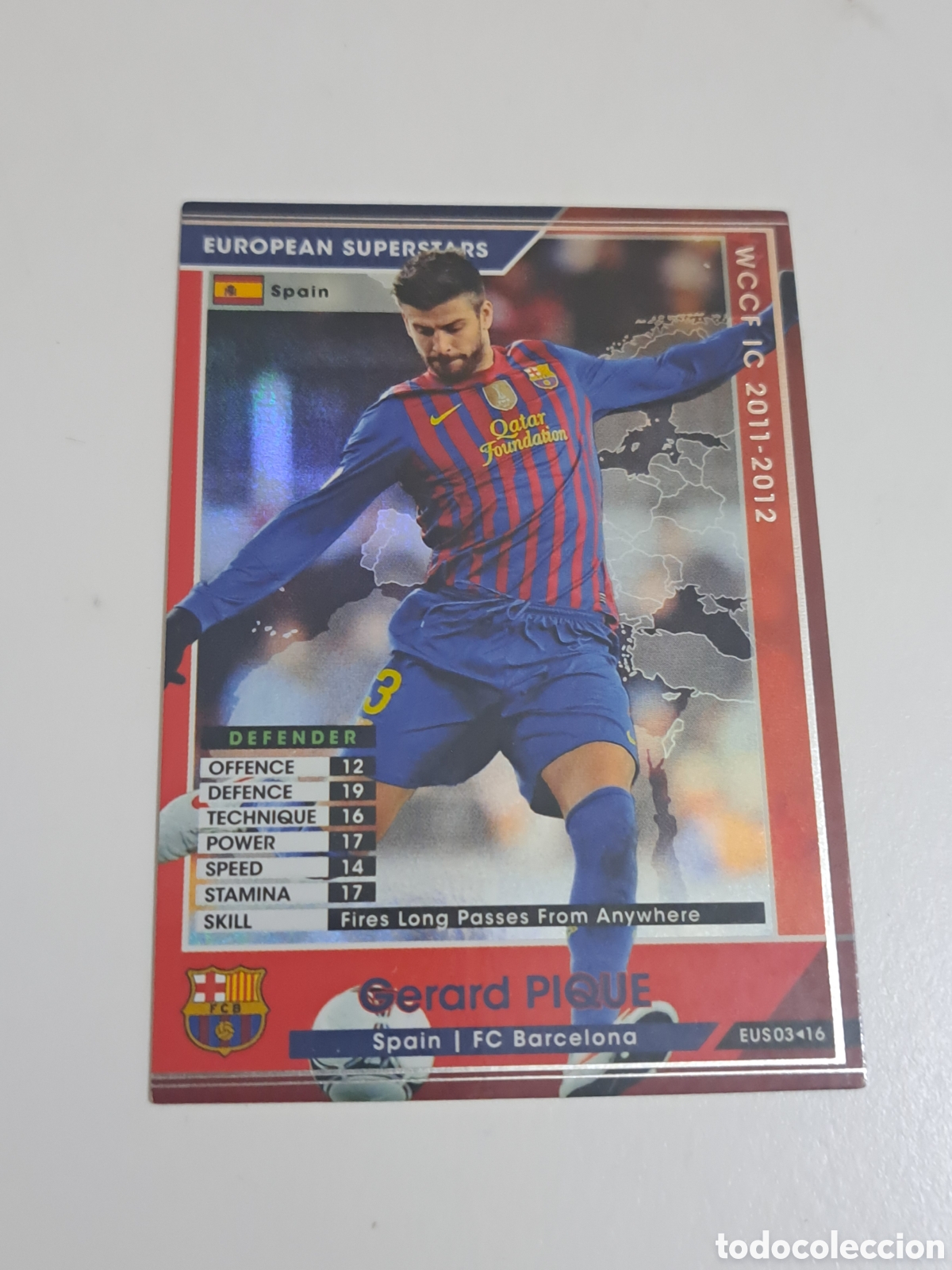 Cromos de f&uacute;tbol: CROMO CARD WCCF IC LIGA 2011-12 PANINI DE JAPON FC BARCELONA BAR&Ccedil;A PIQUE EUROPEAN SUPERSTARS