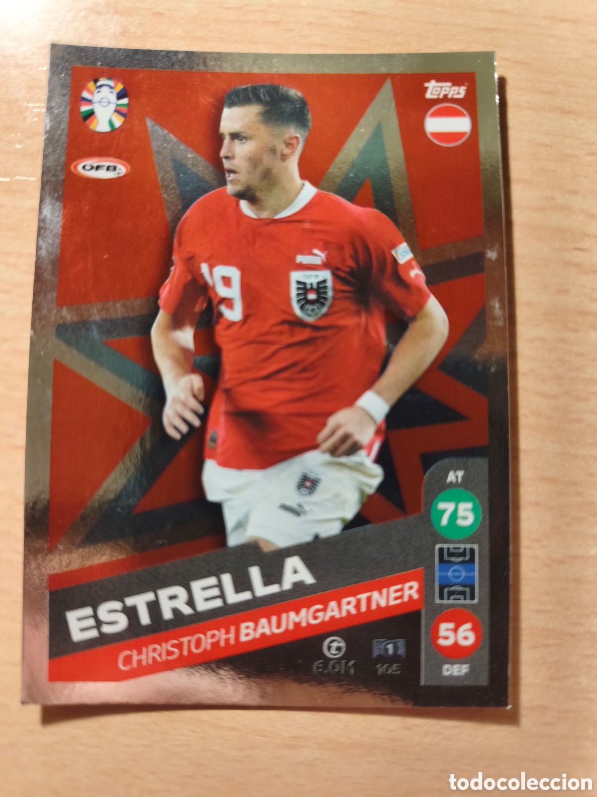 Cromos de f&uacute;tbol: 105 CHRISTOPH BAUMGARTNER ESTRELLA AUSTRIA UEFA EURO 2024 LIDL TOPPS EUROCOPA 24