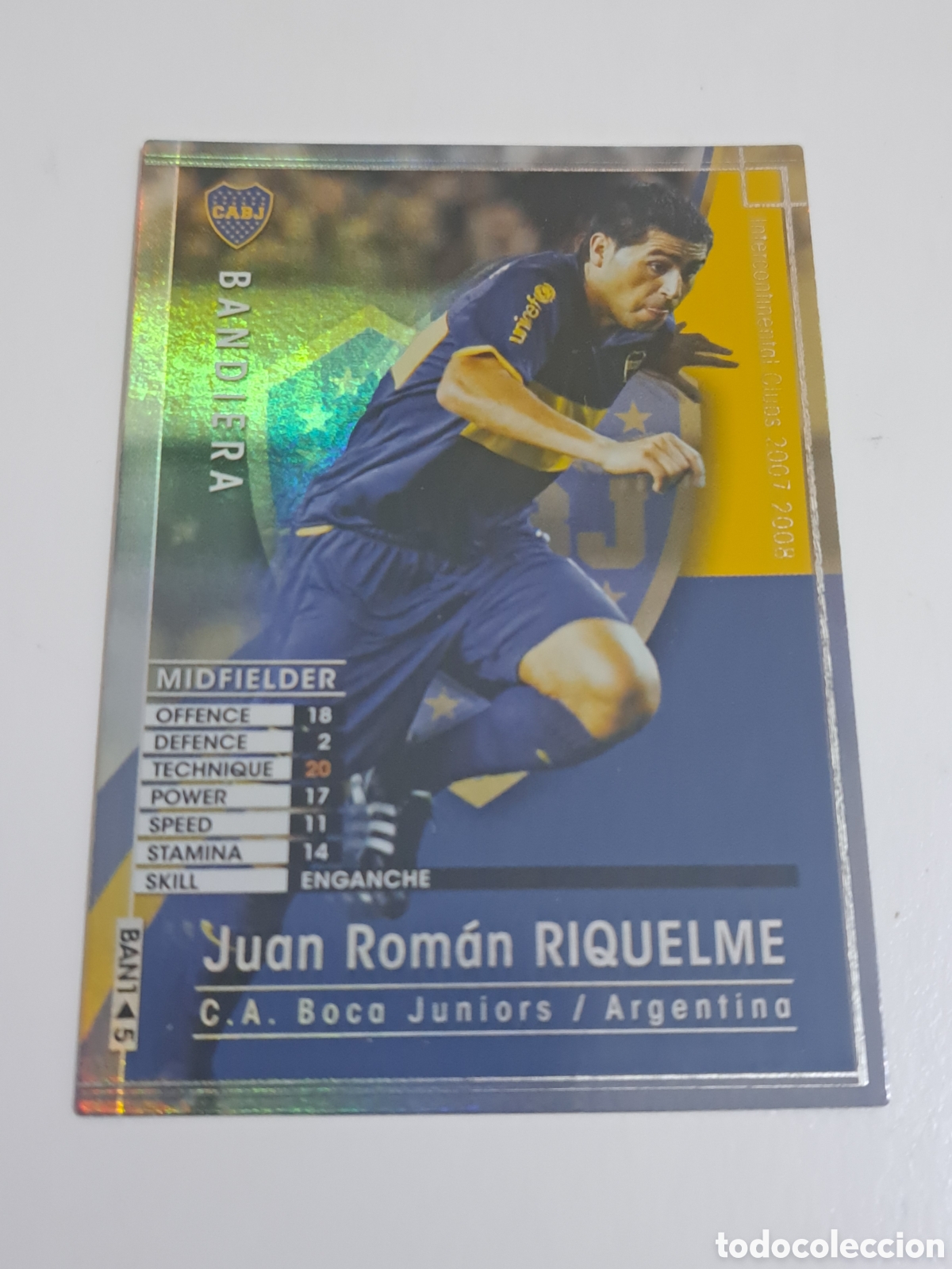Cromos de f&uacute;tbol: CROMO CARD WCCF LIGA 2007-08 PANINI DE JAPON BOCA JUNIORS RIQUELME BANDIERA ESPECIAL