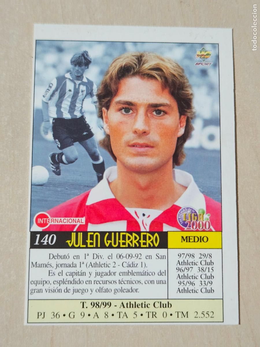 Cromos de f&uacute;tbol: N&ordm; 140 JULEN GUERRERO - MUNDICROMO 99 00 - FICHAS DE LA LIGA 2000 - ATHLETIC DE BILBAO