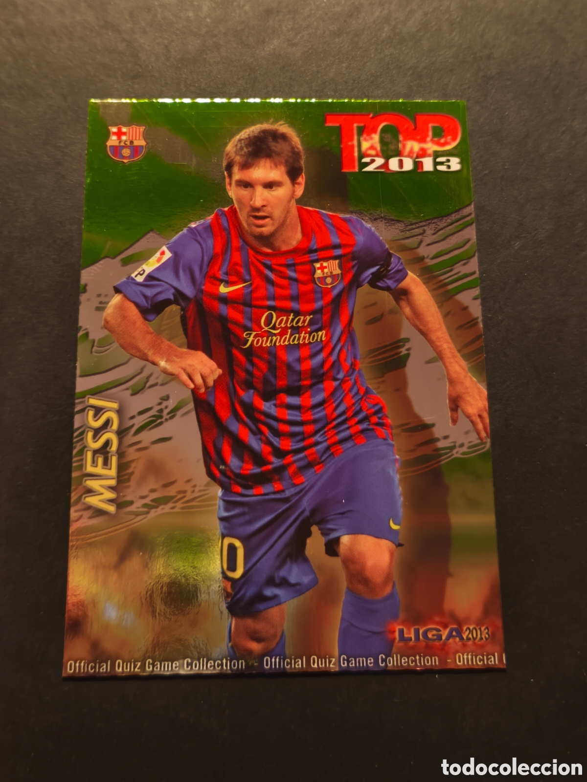 Cromos de f&uacute;tbol: 595 MESSI FC BARCELONA MUNDICROMO FICHAS LIGA 2013 VERSI&Oacute;N FONDO VERDE
