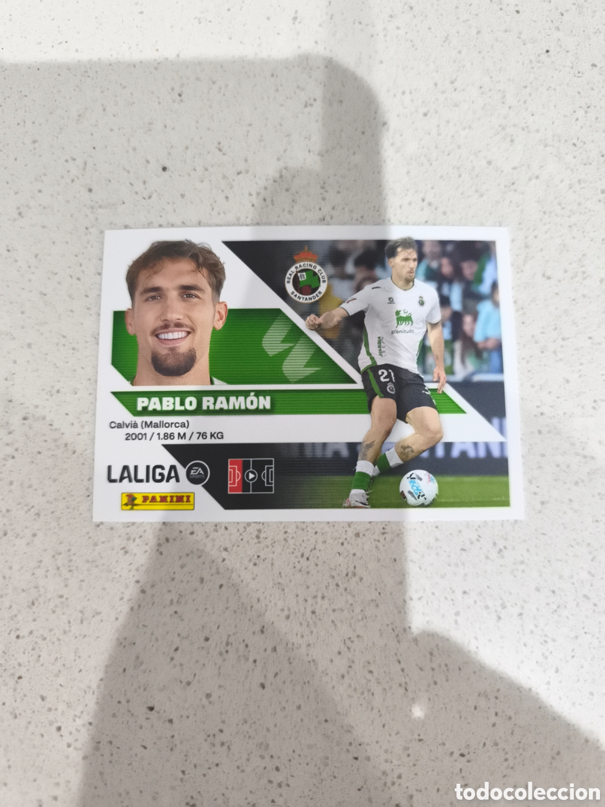 Cromos de f&uacute;tbol: CROMO N&Uacute;MERO 6 BIS COLOCA PABLO RAM&Oacute;N RACING SANTANDER. LIGA ESTE 26/27. PANINI. SEGUNDA EDICI&Oacute;N.