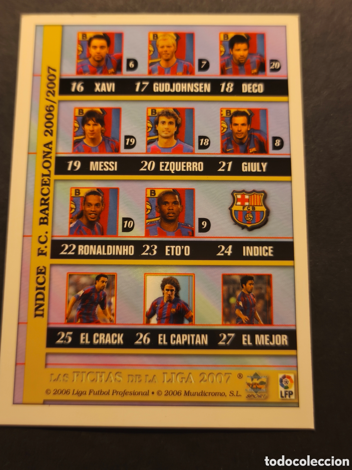 Football Stickers: INDICE BARCELONA 2007 19 MESSI MUNDICROMO FICHAS LIGA 2006/2007