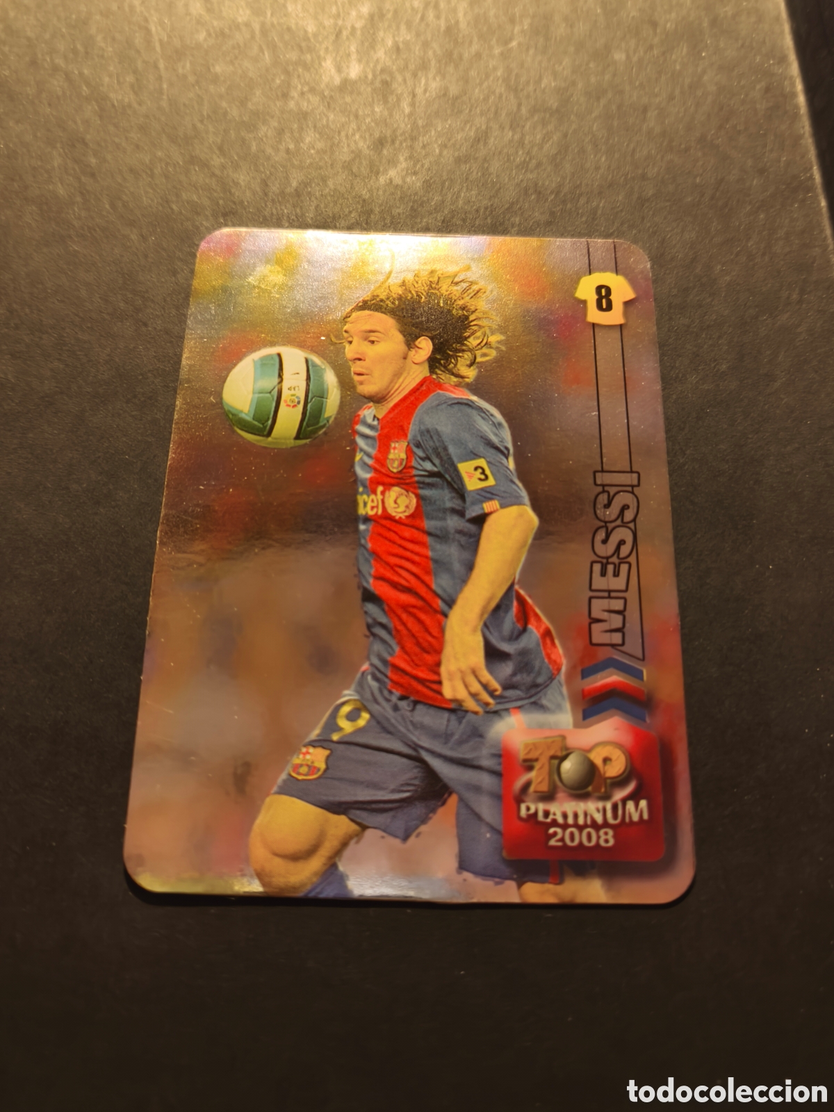 Fu&szlig;ball-Sticker: 758 MESSI BARCELONA TOP PLATINUM MUNDICROMO FICHAS LIGA 2008 VERSI&Oacute;N BRILLO LISO