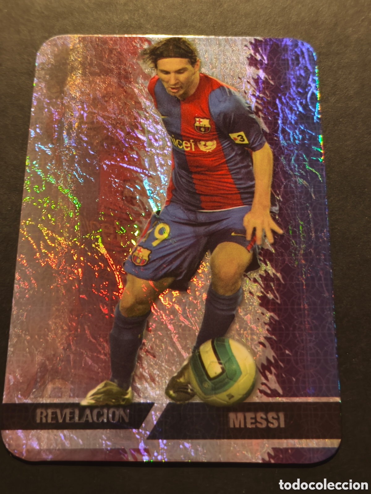 Fu&szlig;ball-Sticker: 542 MESSI BARCELONA REVELACION 2007 MUNDICROMO FICHAS LIGA 2008 VERSION JASPEADO