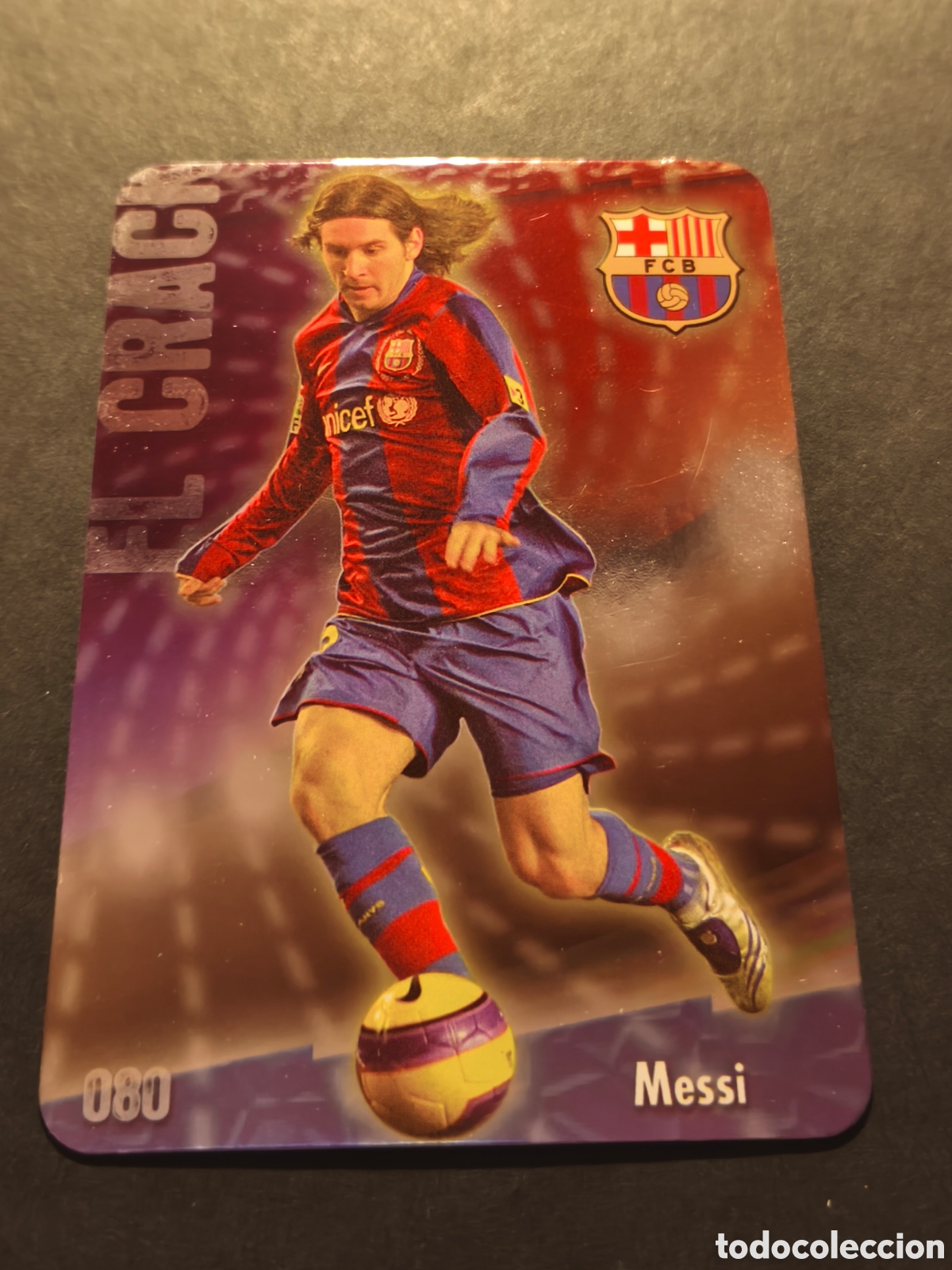 Cromos de f&uacute;tbol: 80 MESSI BARCELONA EL CRACK MUNDICROMO FICHAS LIGA 2009 VERSI&Oacute;N BRILLO PUNTAS REDONDAS