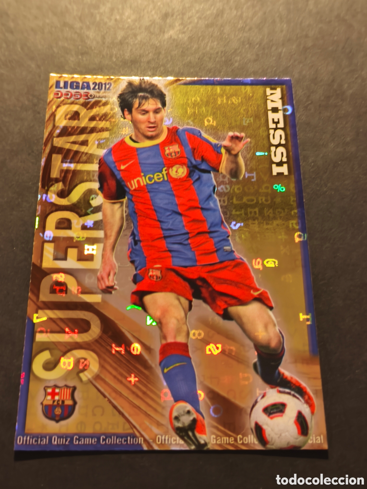 Cromos de f&uacute;tbol: 26 MESSI SUPERSTAR FC BARCELONA MUNDICROMO FICHAS LIGA 2012 VERSI&Oacute;N FONDO LETRAS