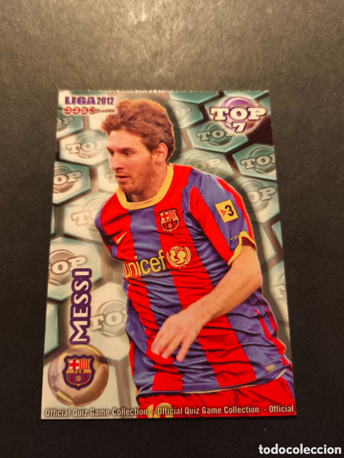 Cromos de f&uacute;tbol: 595 MESSI TOP 7 FC BARCELONA MUNDICROMO FICHAS LIGA 2012 VERSI&Oacute;N AZUL MATE