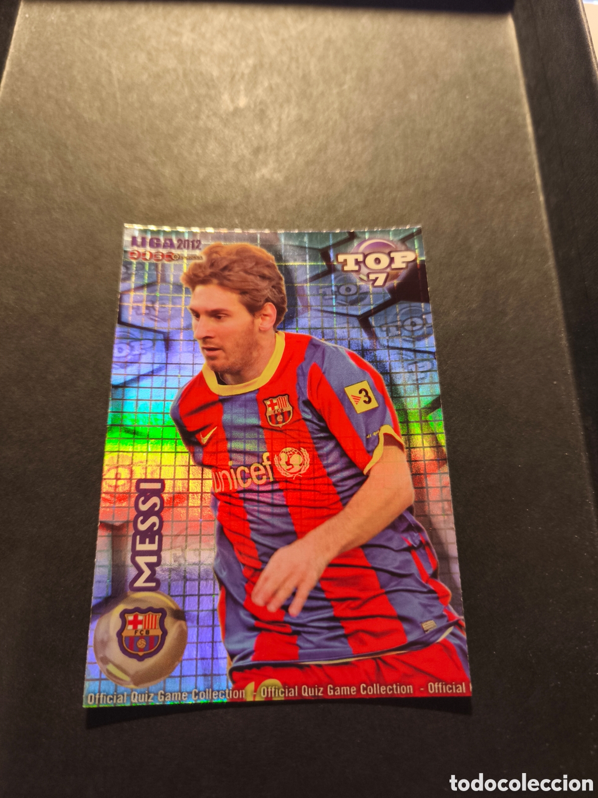 Cromos de f&uacute;tbol: 595 MESSI TOP 7 FC BARCELONA MUNDICROMO FICHAS LIGA 2012 VERSI&Oacute;N AZUL CUADROS