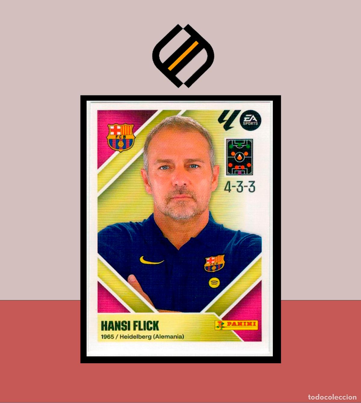 Cromos de f&uacute;tbol: LIGA ESTE 2026 2027 26 27 PANINI BARCELONA N&ordm; 2 ENTRENADOR HANSI FLICK STICKER BAR&Ccedil;A ALB&Uacute;M