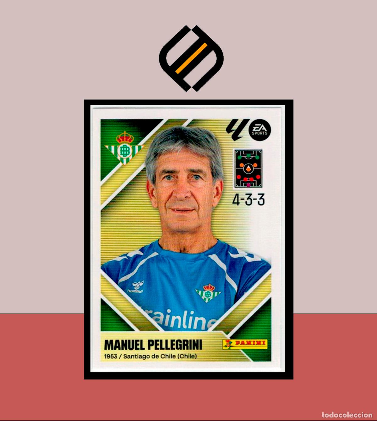 Cromos de f&uacute;tbol: LIGA ESTE 2026 2027 26 27 PANINI REAL BETIS 2 ENTRENADOR MANUEL PELLEGRINI STICKER ALB&Uacute;M COLECCI&Oacute;N