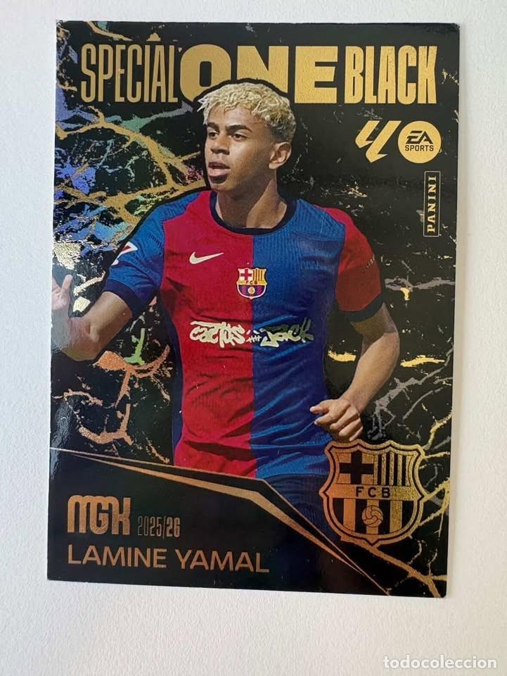 Cromos de f&uacute;tbol: Lamine Yamal Bar&ccedil;a Special One Black Megacracks 2025-26
