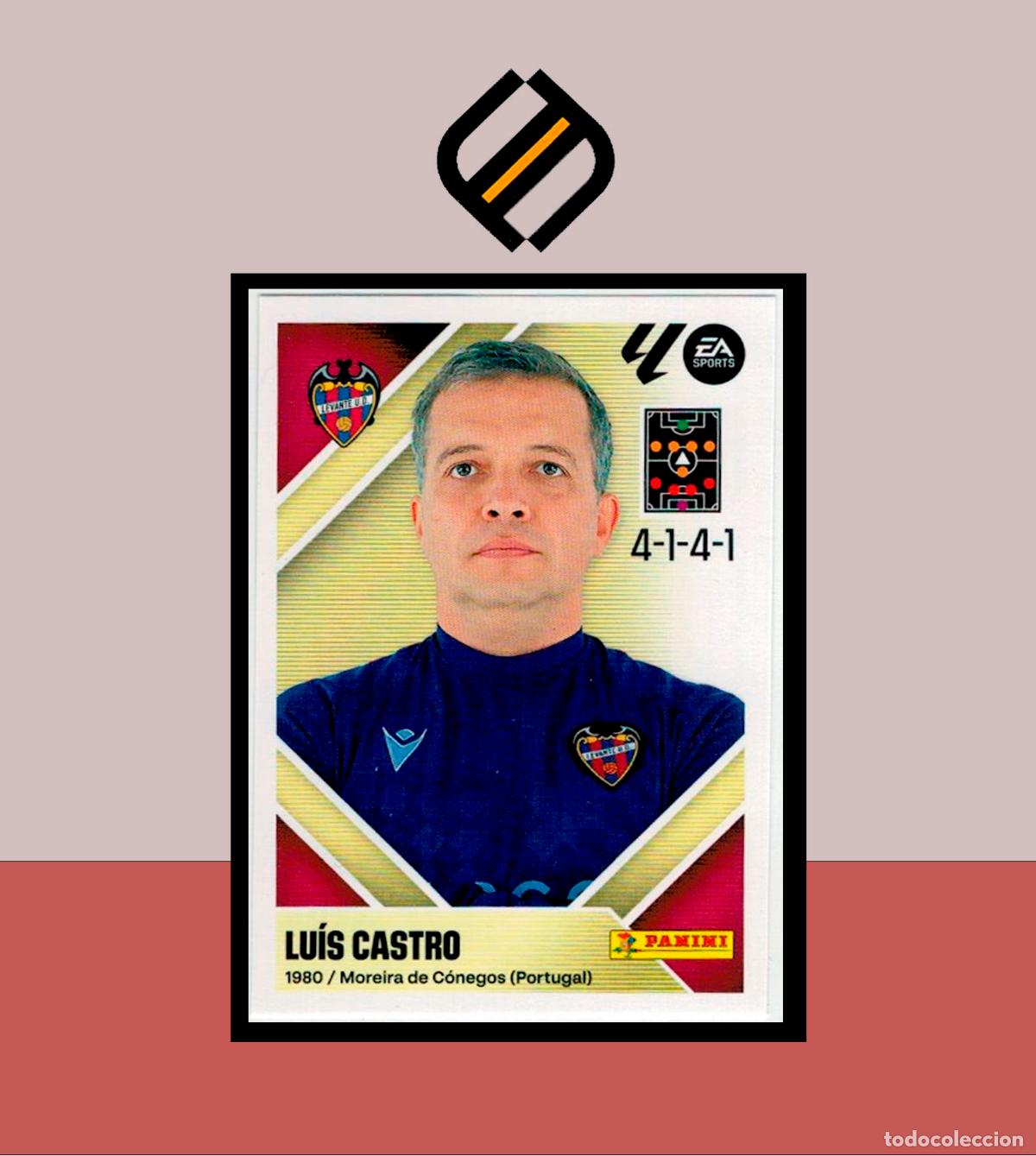 Cromos de f&uacute;tbol: LIGA ESTE 2026 2027 26 27 PANINI UD LEVANTE N&ordm; 2 ENTRENADOR LUIS CASTRO STICKER ALB&Uacute;M COLECCI&Oacute;N