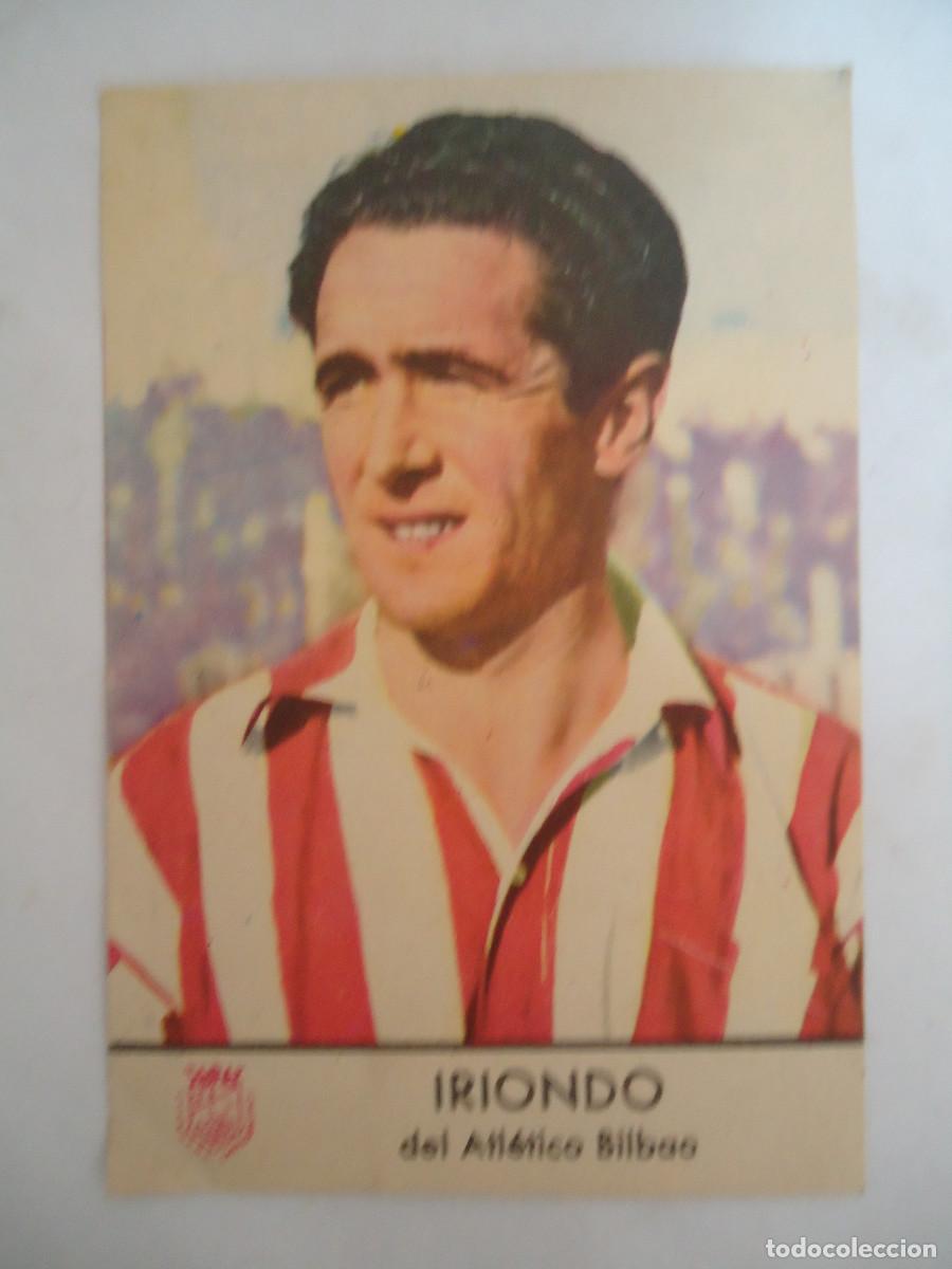 Figurine di Calcio: CROMO DE IRIONDO DEL ATLETIC DE BILBAO. PUBLICIDAD CASTELLBLANCH. A&Ntilde;O 1953